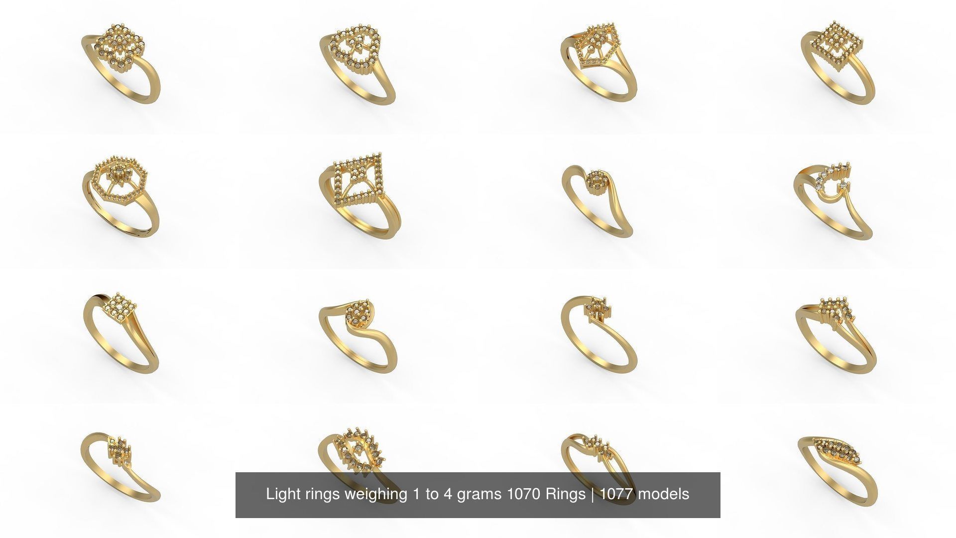 Light rings weighing 1 to 4 grams 1070 Rings 3D Model Collection_1005