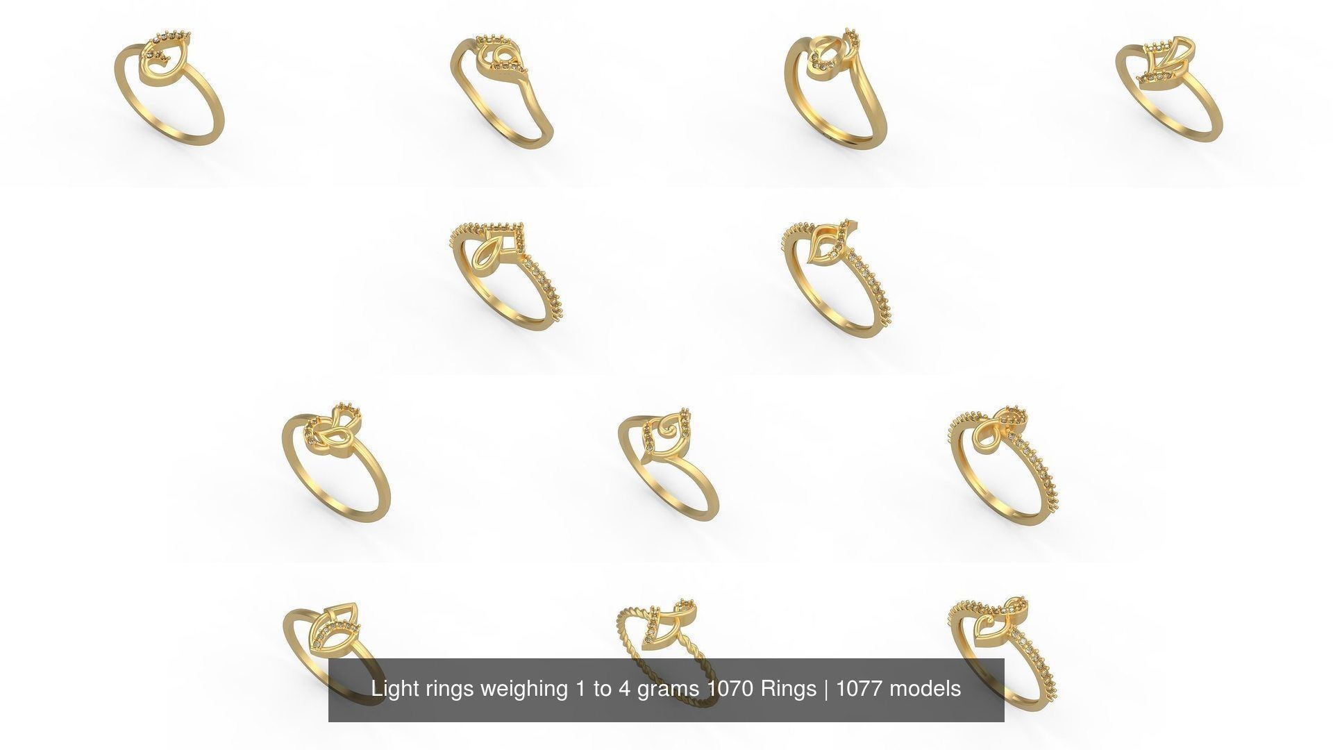 Light rings weighing 1 to 4 grams 1070 Rings 3D Model Collection_559