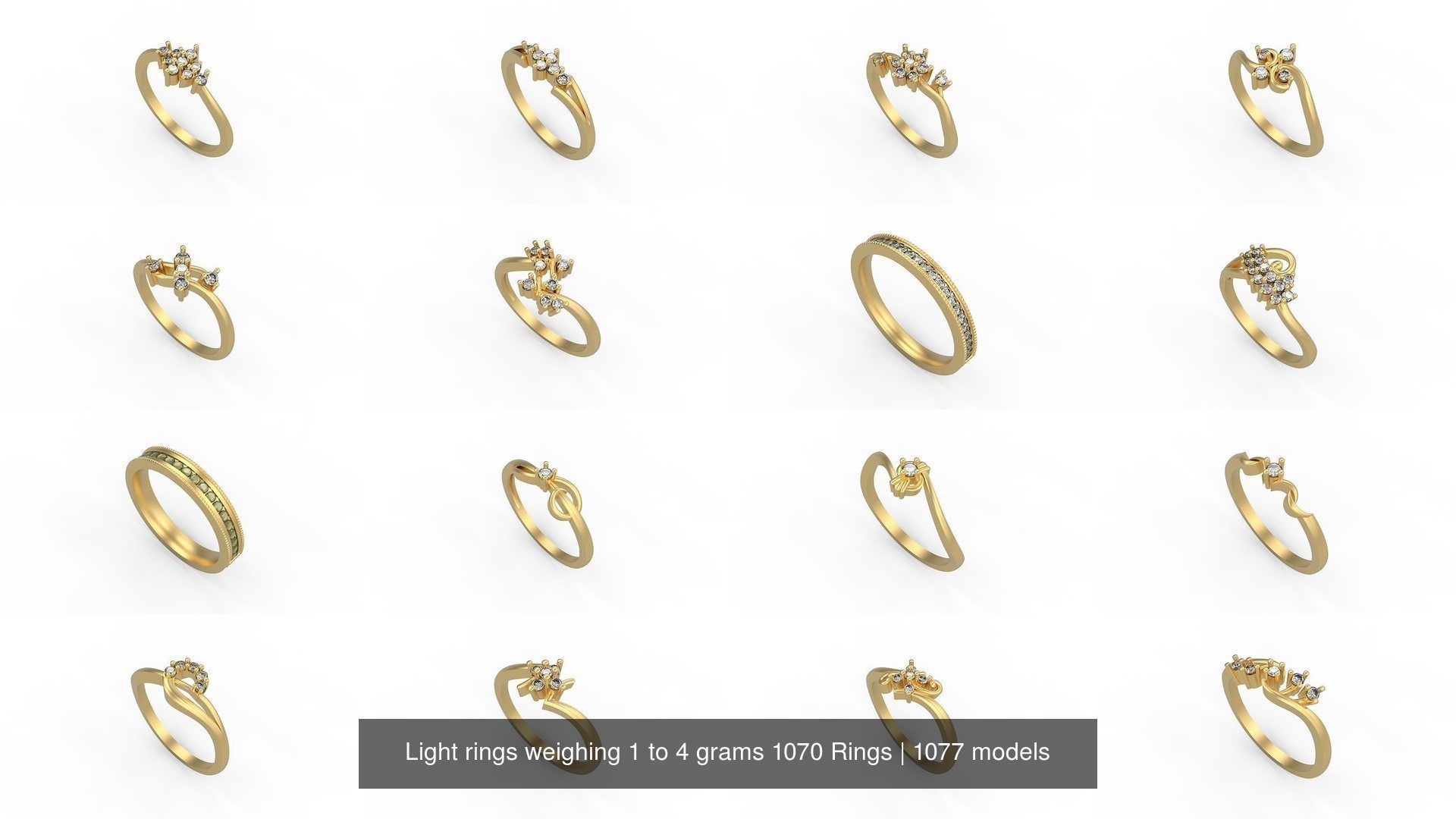Light rings weighing 1 to 4 grams 1070 Rings 3D Model Collection_1135