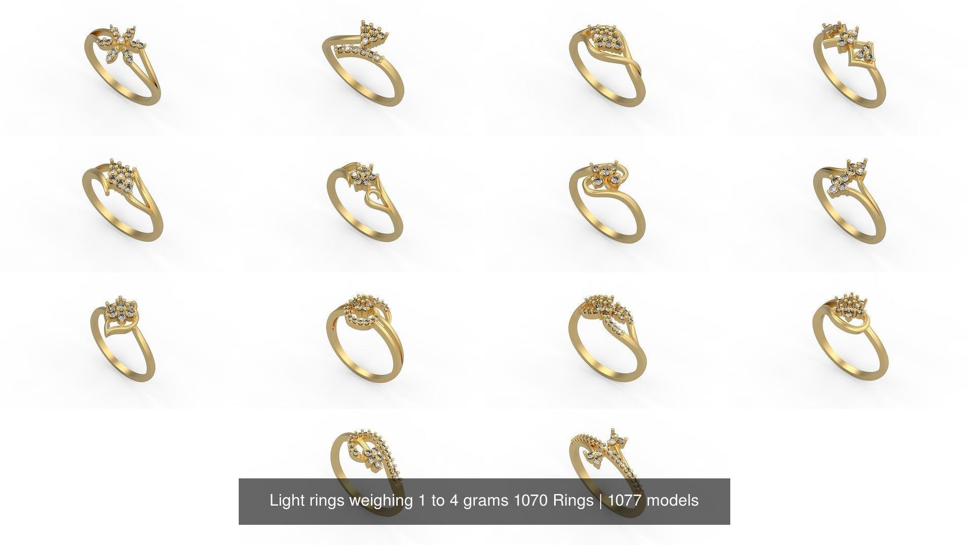 Light rings weighing 1 to 4 grams 1070 Rings 3D Model Collection_1302