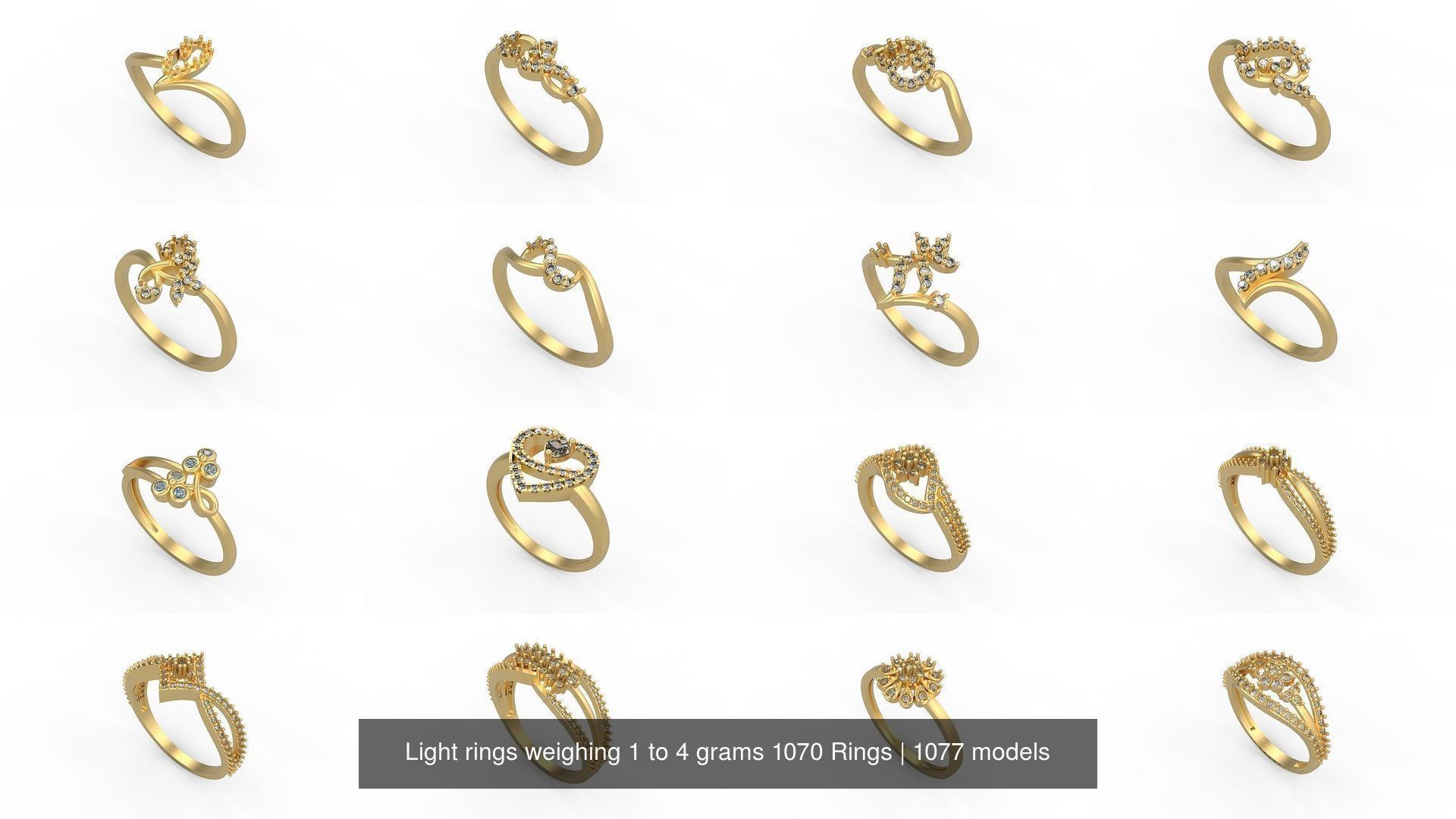 Light rings weighing 1 to 4 grams 1070 Rings 3D Model Collection_1351