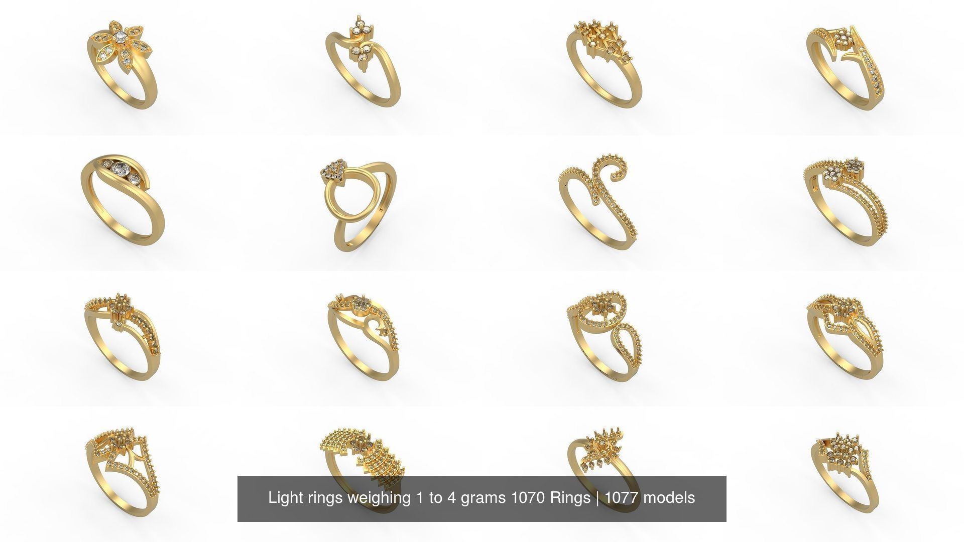 Light rings weighing 1 to 4 grams 1070 Rings 3D Model Collection_859
