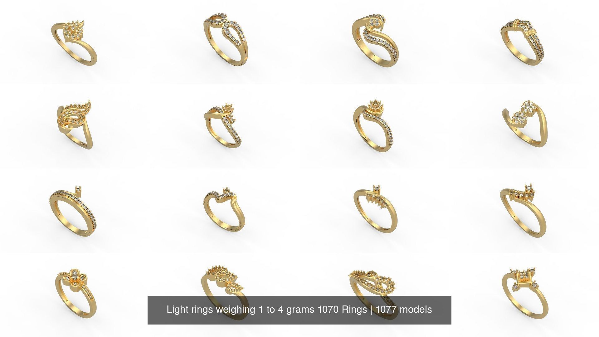 Light rings weighing 1 to 4 grams 1070 Rings 3D Model Collection_631