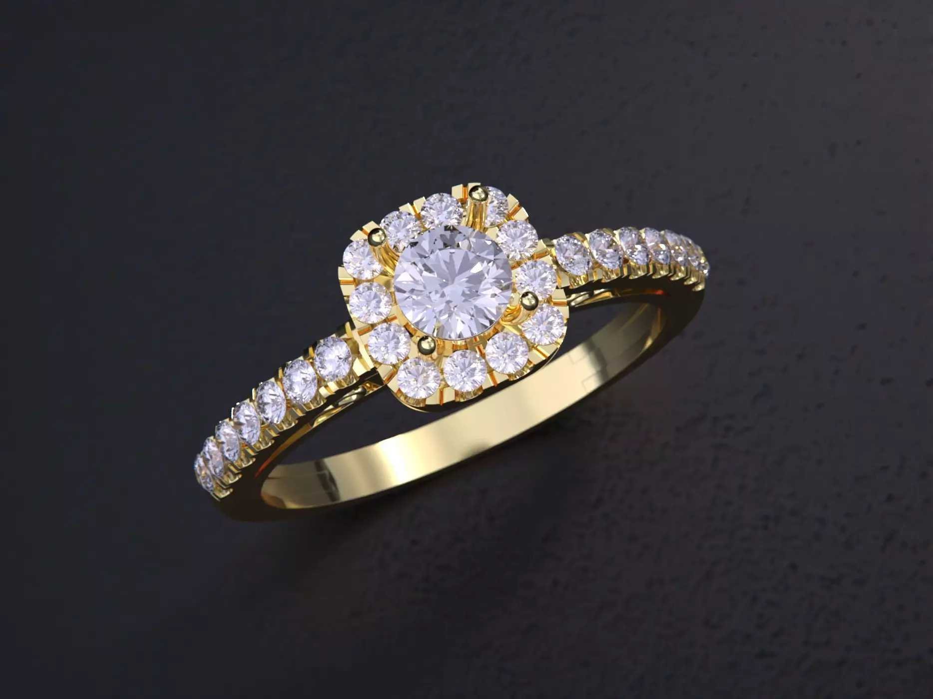 Solitaire Halo Diamond Ring 3D print model