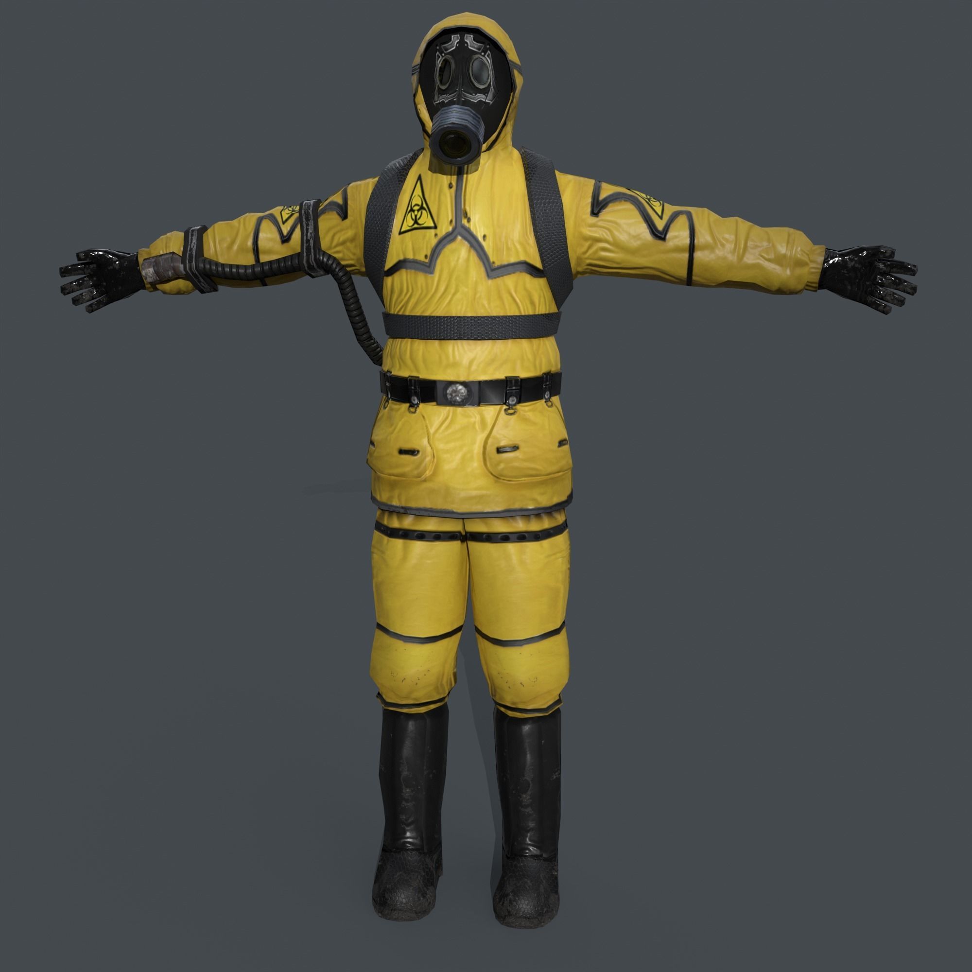 Man In Protective Hazmat Suit Low-poly 3D model_7