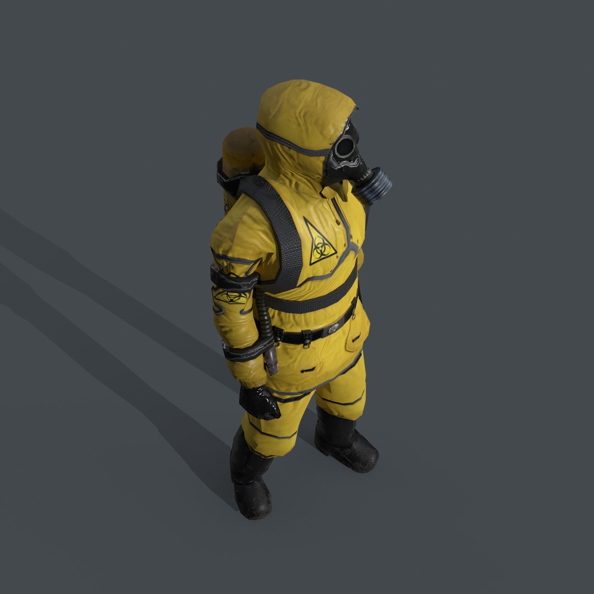 Man In Protective Hazmat Suit Low-poly 3D model_5