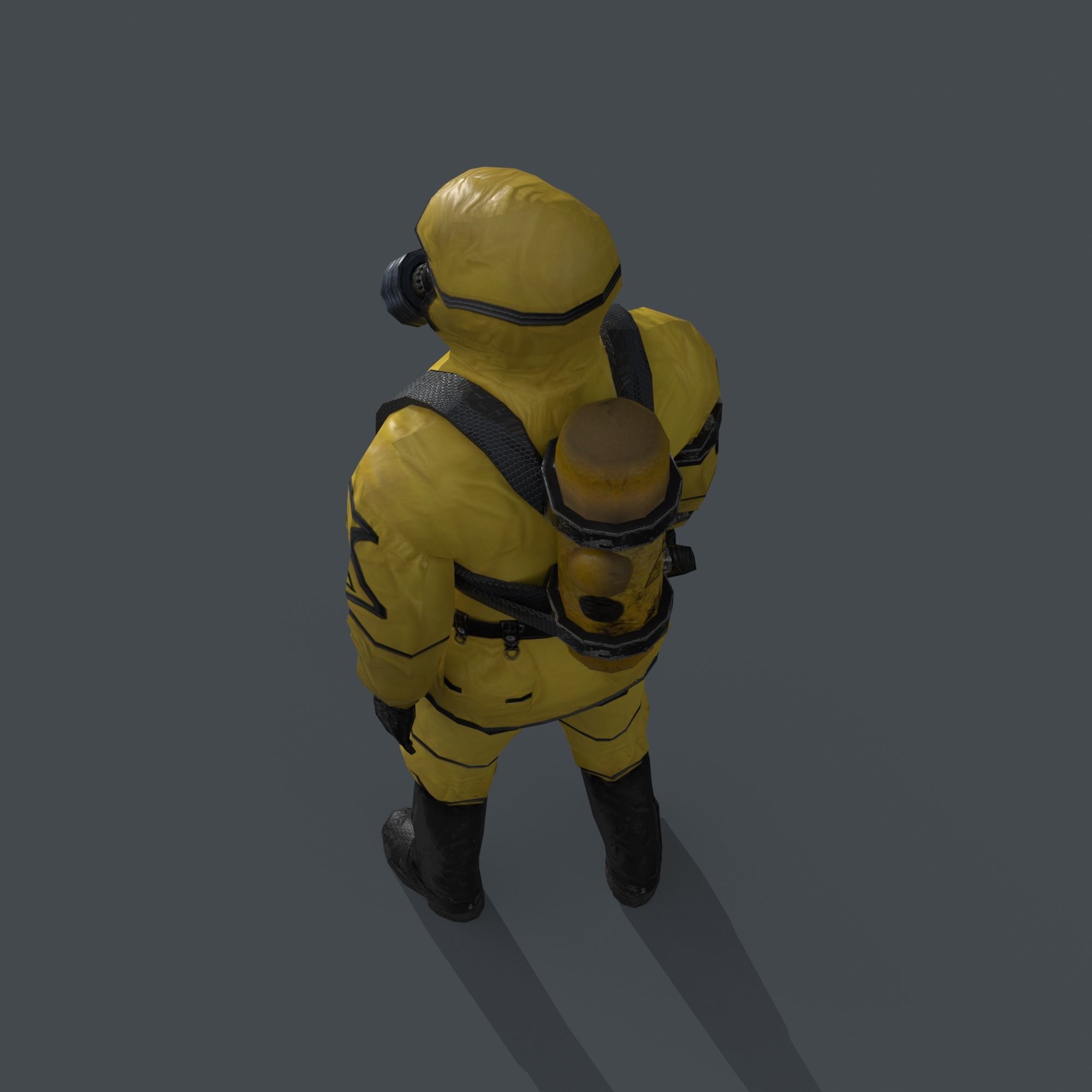 Man In Protective Hazmat Suit Low-poly 3D model_6