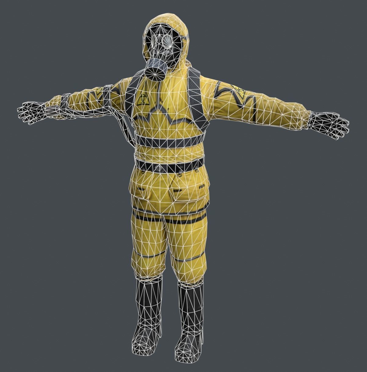 Man In Protective Hazmat Suit Low-poly 3D model_9