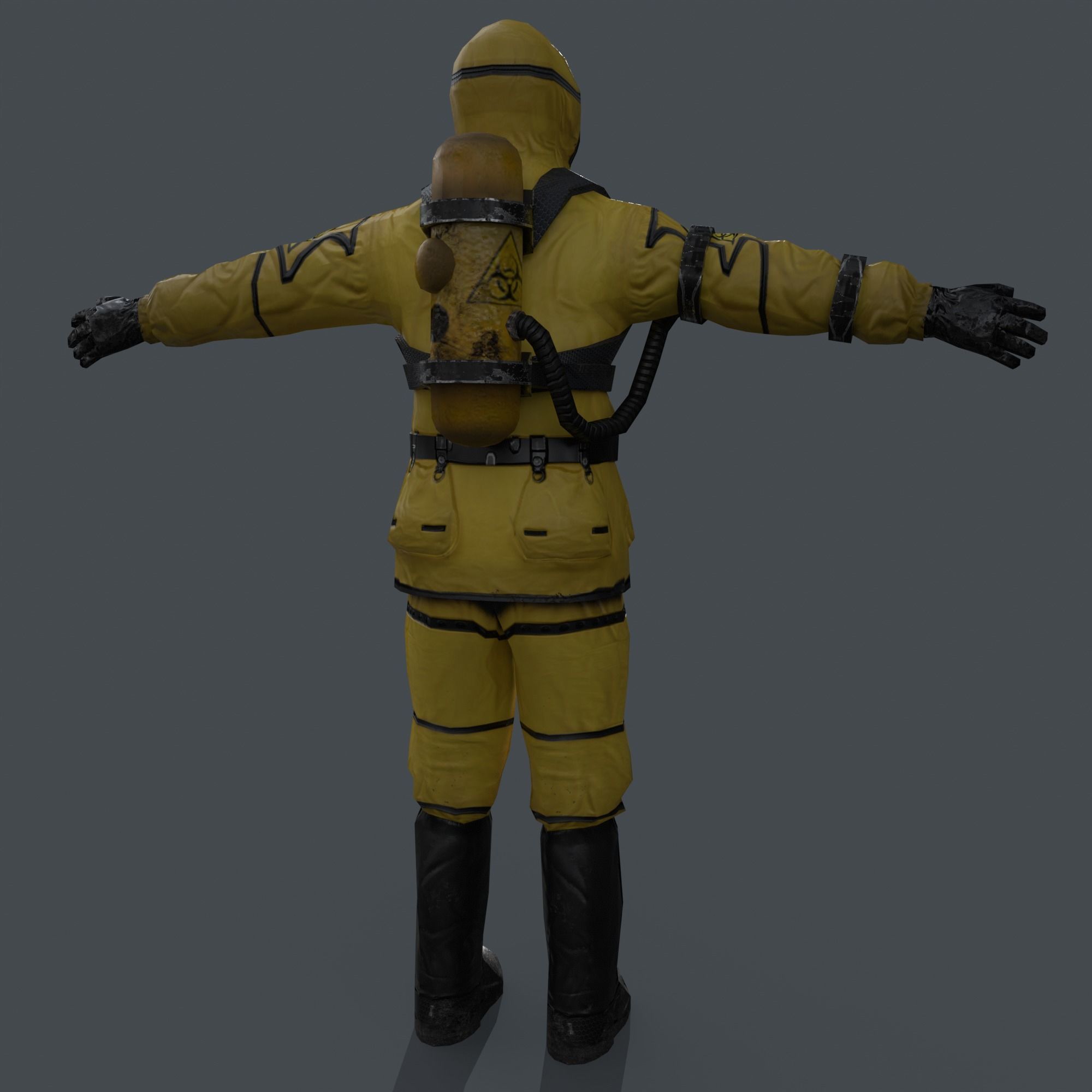 Man In Protective Hazmat Suit Low-poly 3D model_8