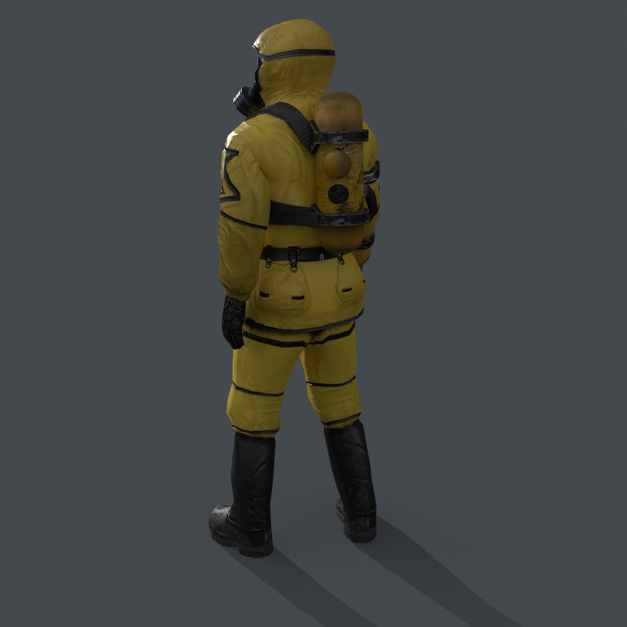 Man In Protective Hazmat Suit Low-poly 3D model_3