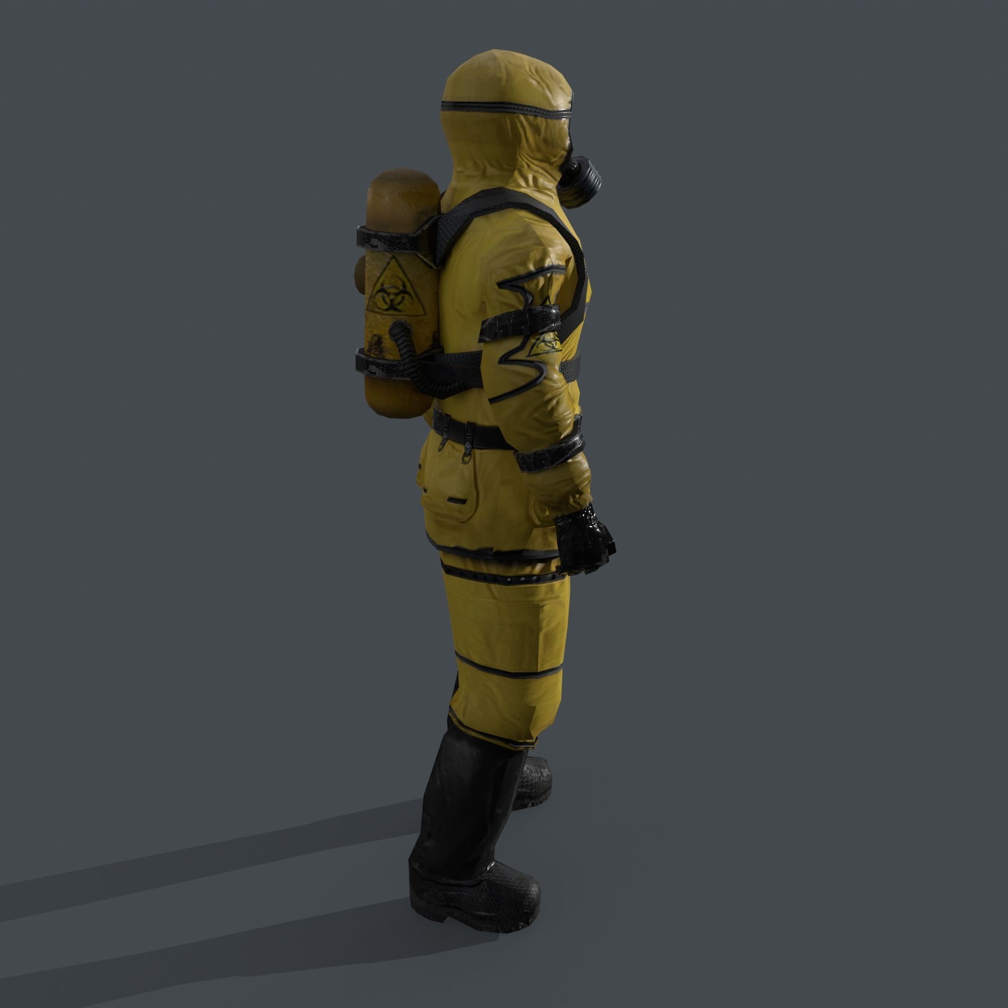 Man In Protective Hazmat Suit Low-poly 3D model_4