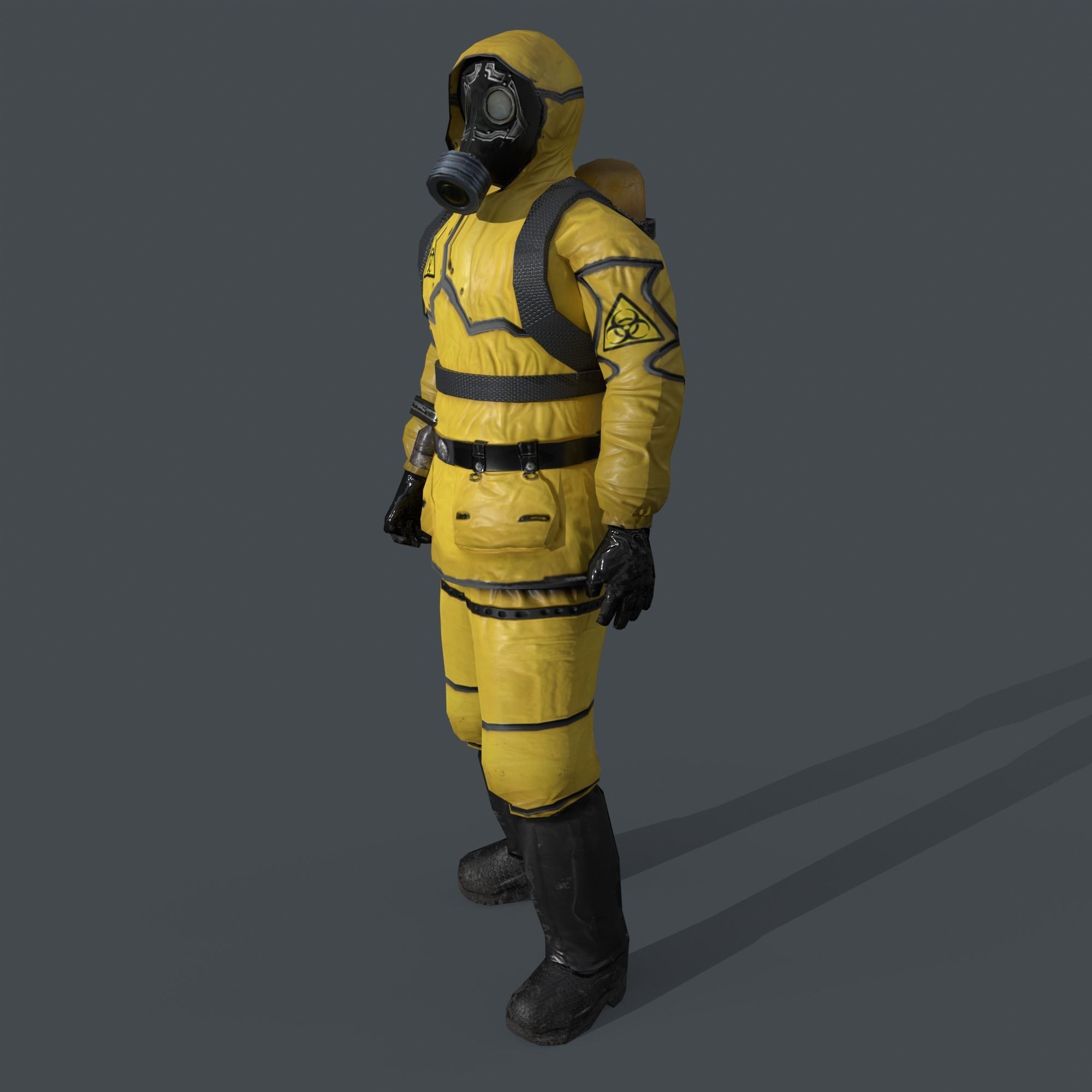 Man In Protective Hazmat Suit Low-poly 3D model_2