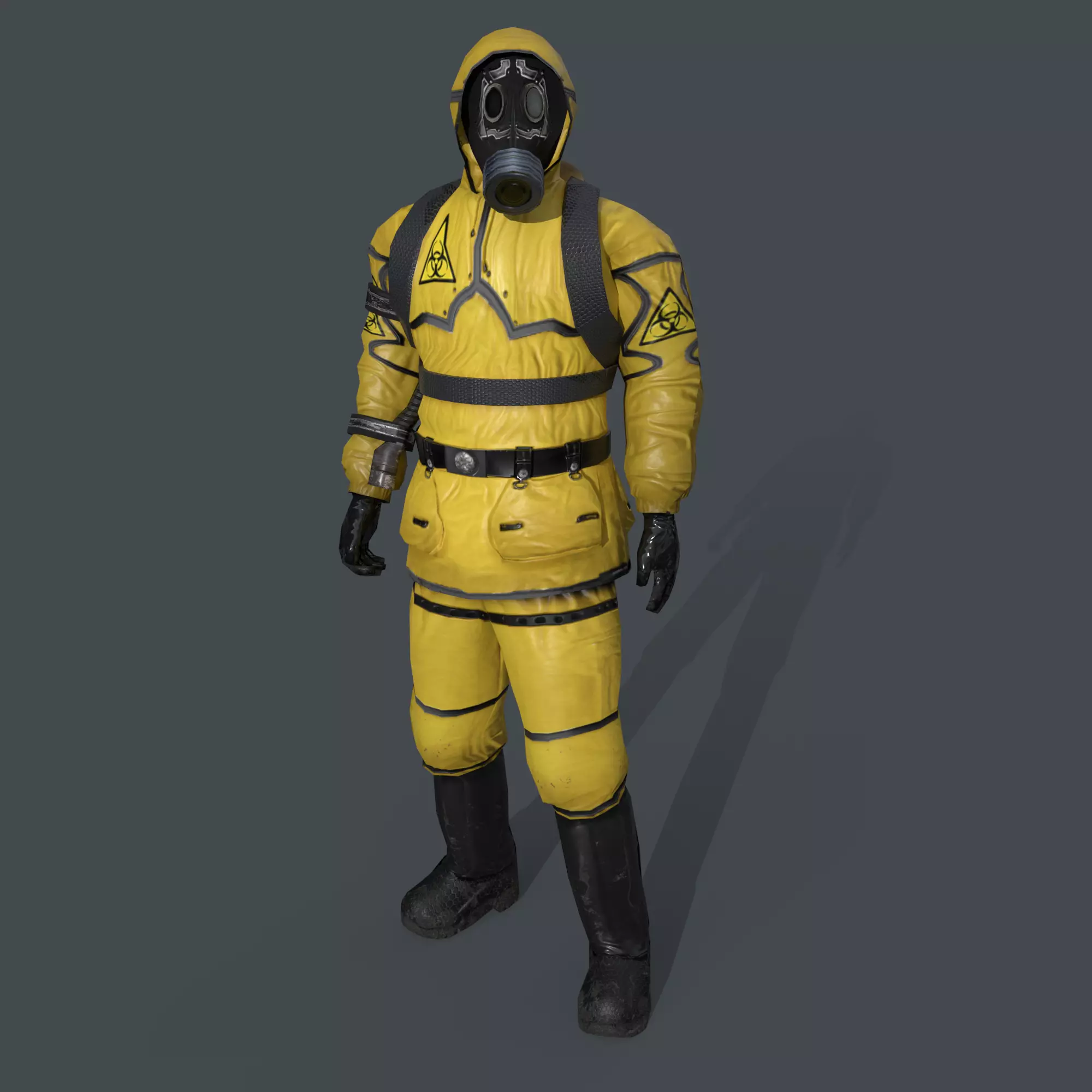 Man In Protective Hazmat Suit Low-poly 3D model_0
