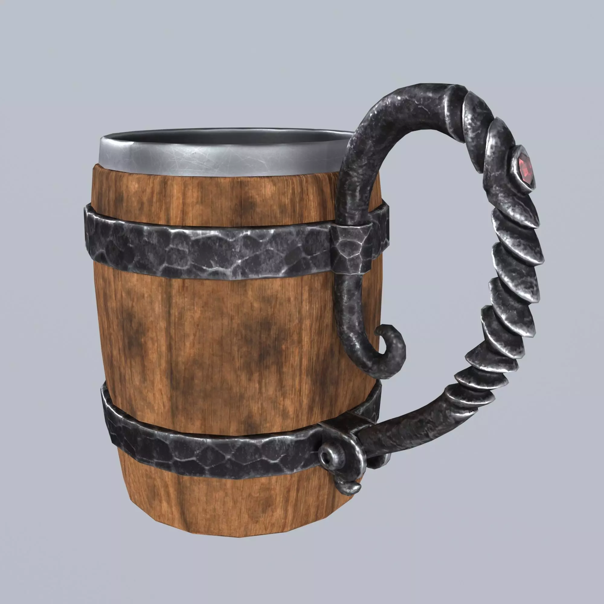 Wooden beer mug Low-poly 3D model