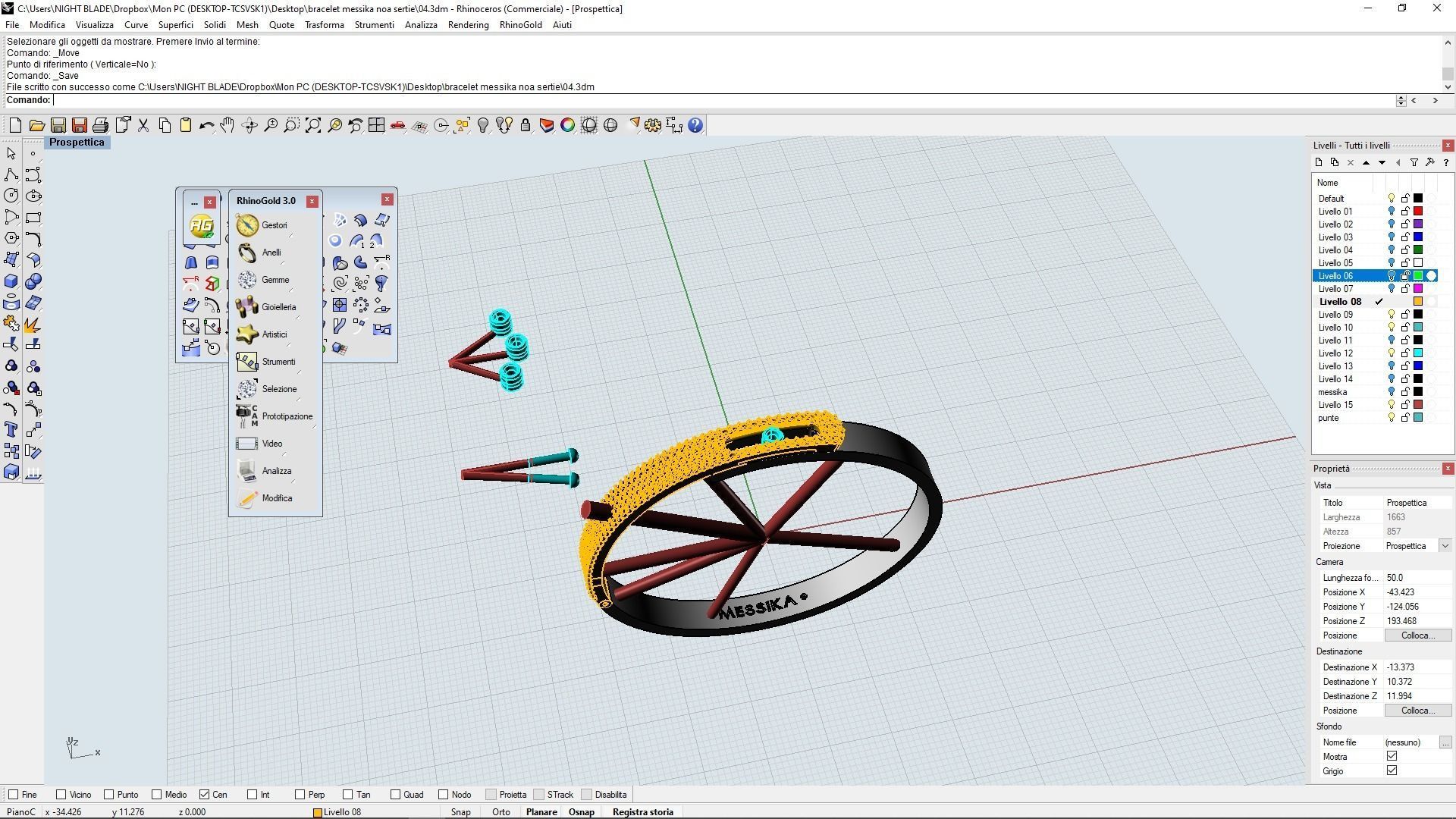 BRACELET WITH DIAMONDS MOVE NOA 3D print model_3