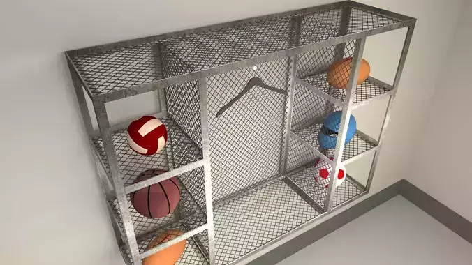 wire mesh cage metal rack tumble repair shop motorcycle retro 3D model