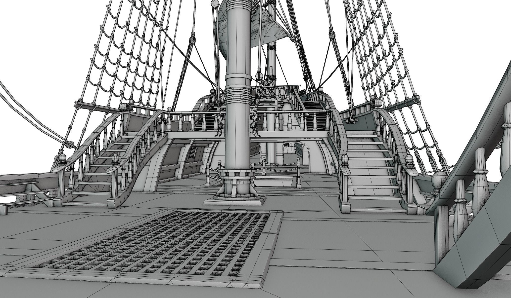 Galleon Mayflower Multideck With Interior Ship Low-poly 3D model_24