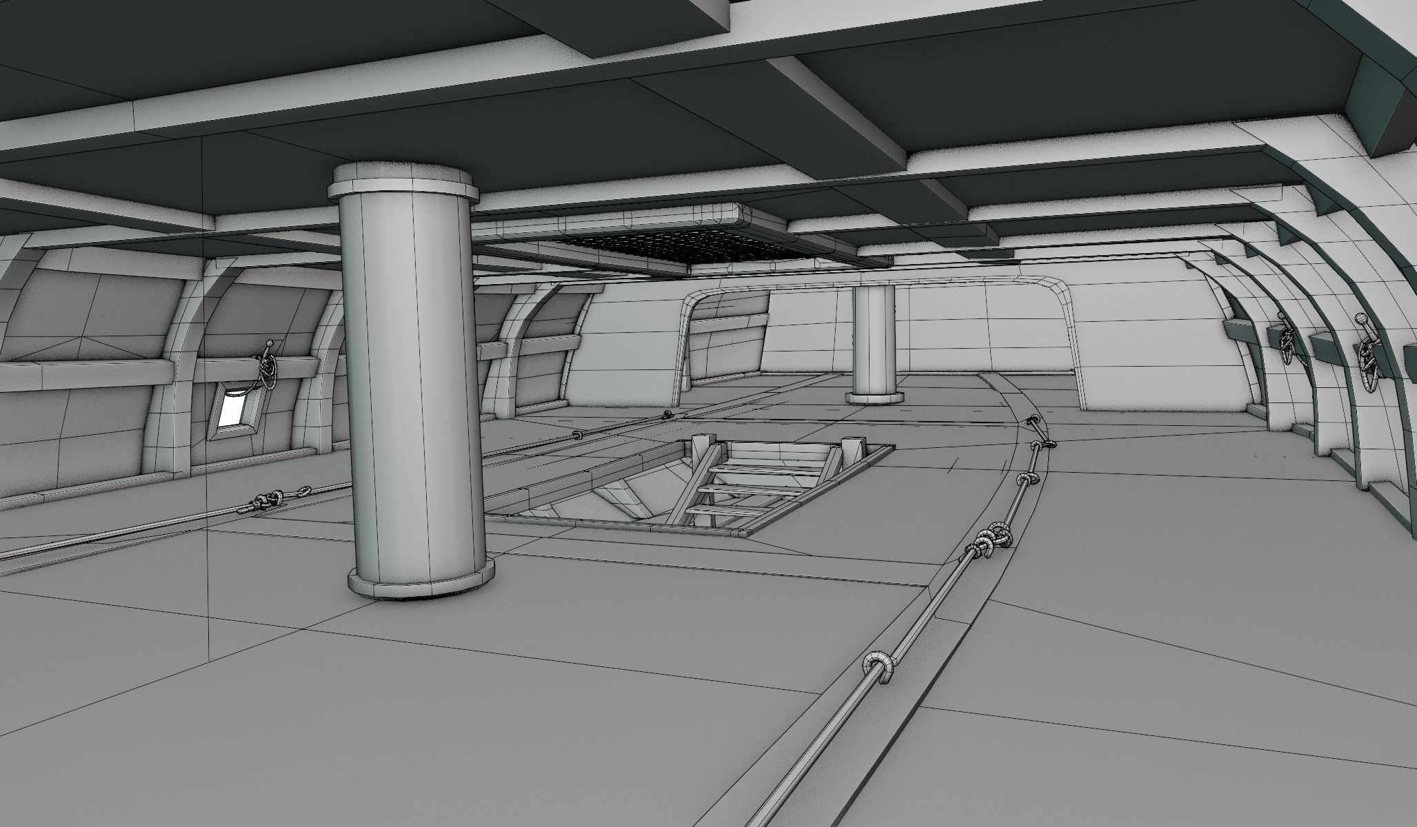 Galleon Mayflower Multideck With Interior Ship Low-poly 3D model_30