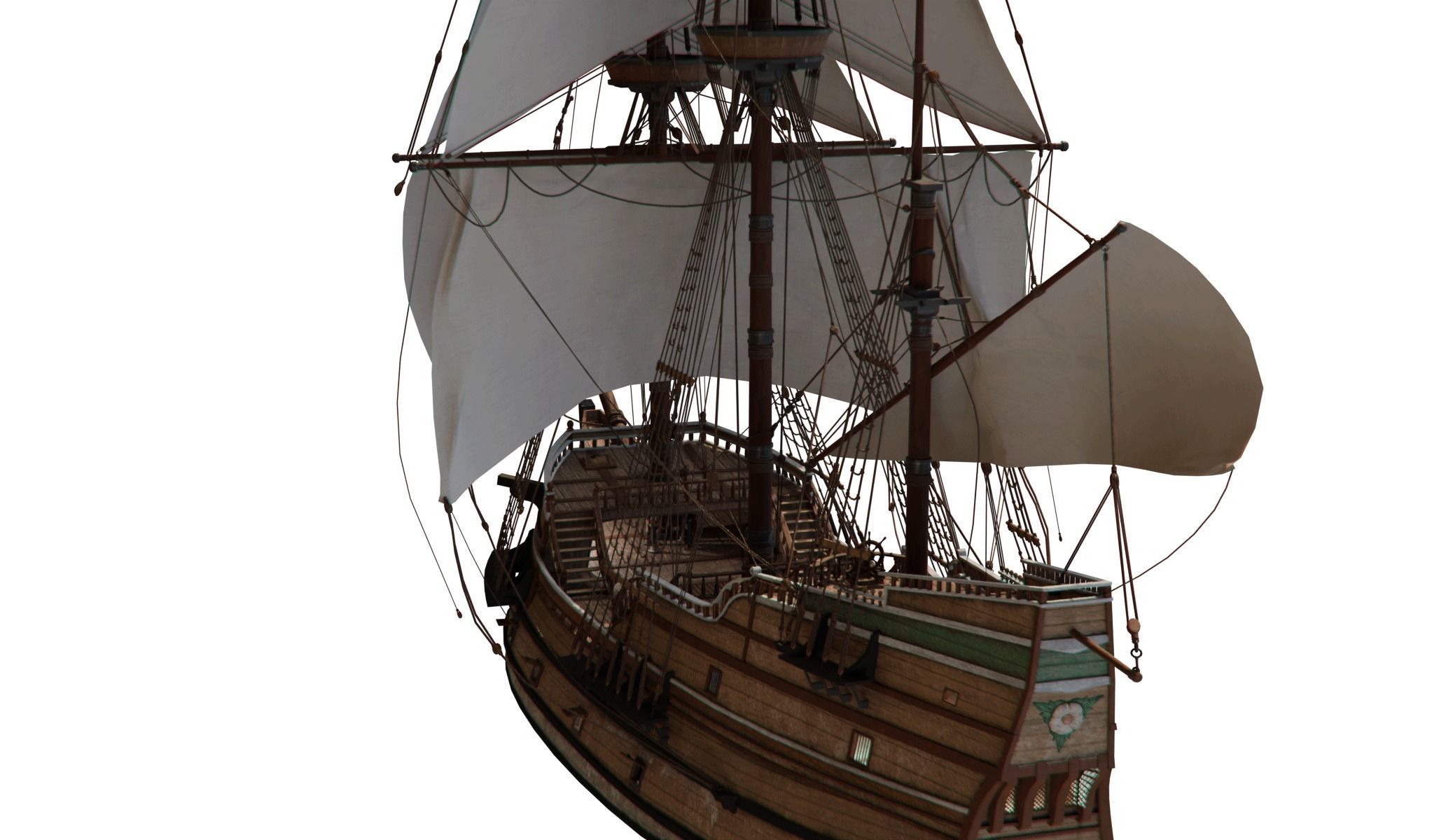 Galleon Mayflower Multideck With Interior Ship Low-poly 3D model_16