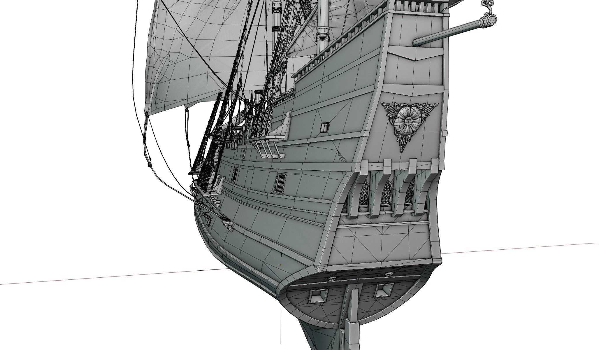 Galleon Mayflower Multideck With Interior Ship Low-poly 3D model_23