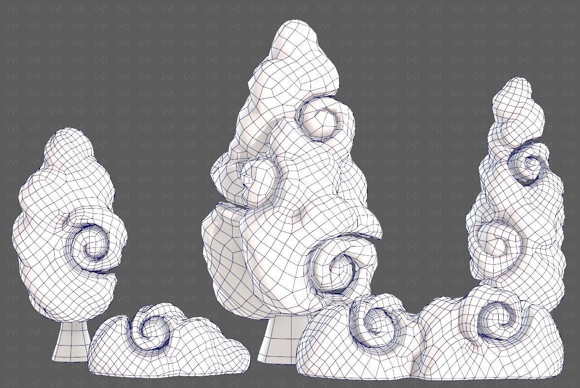 Trees Cartoon V36 Low-poly 3D model_25