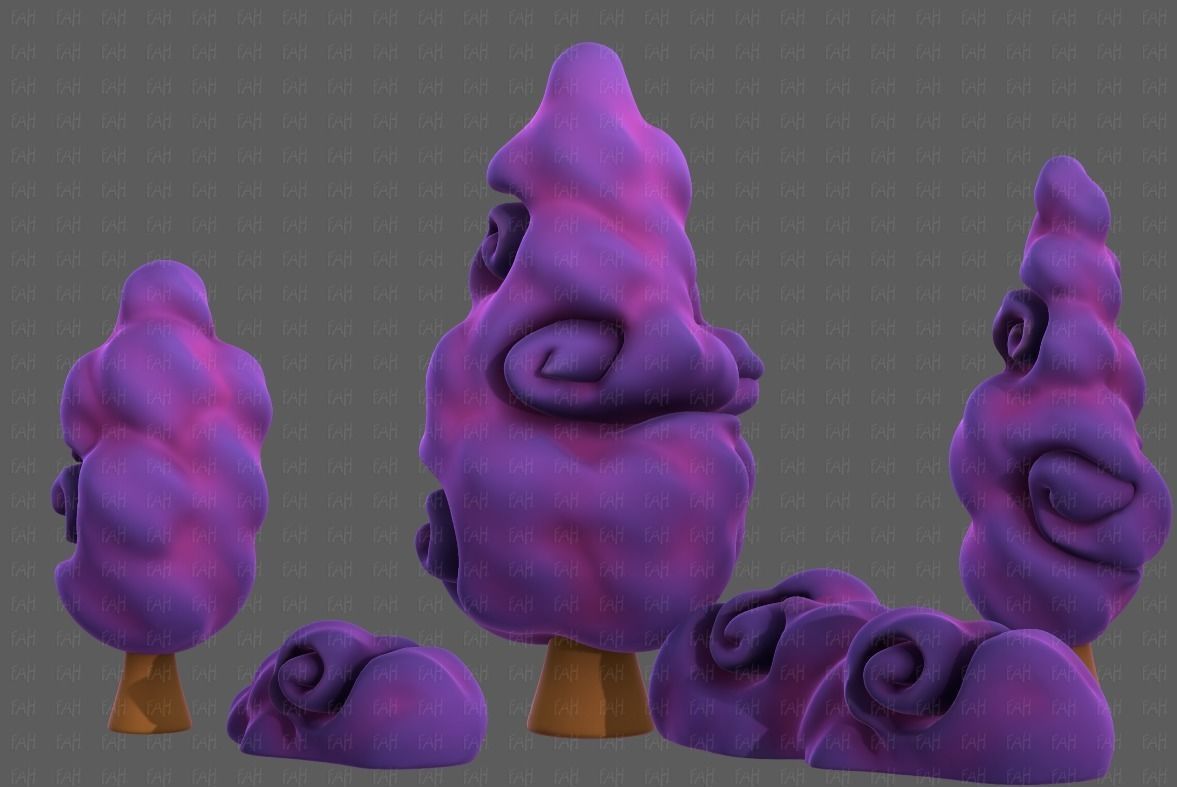 Trees Cartoon V36 Low-poly 3D model_4