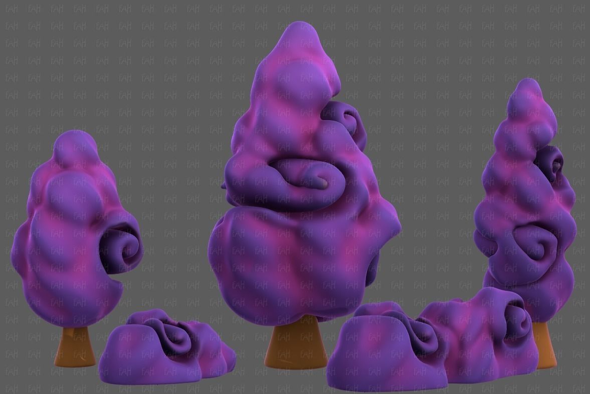 Trees Cartoon V36 Low-poly 3D model_2