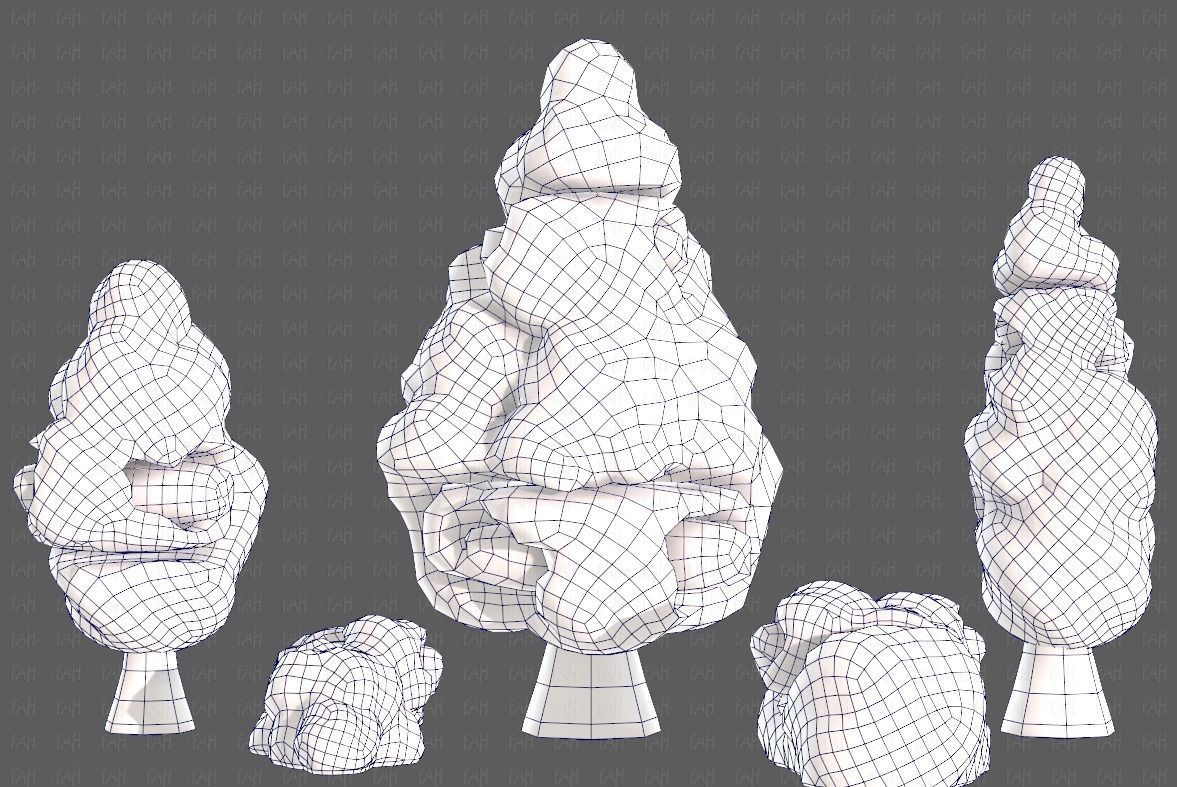 Trees Cartoon V36 Low-poly 3D model_31