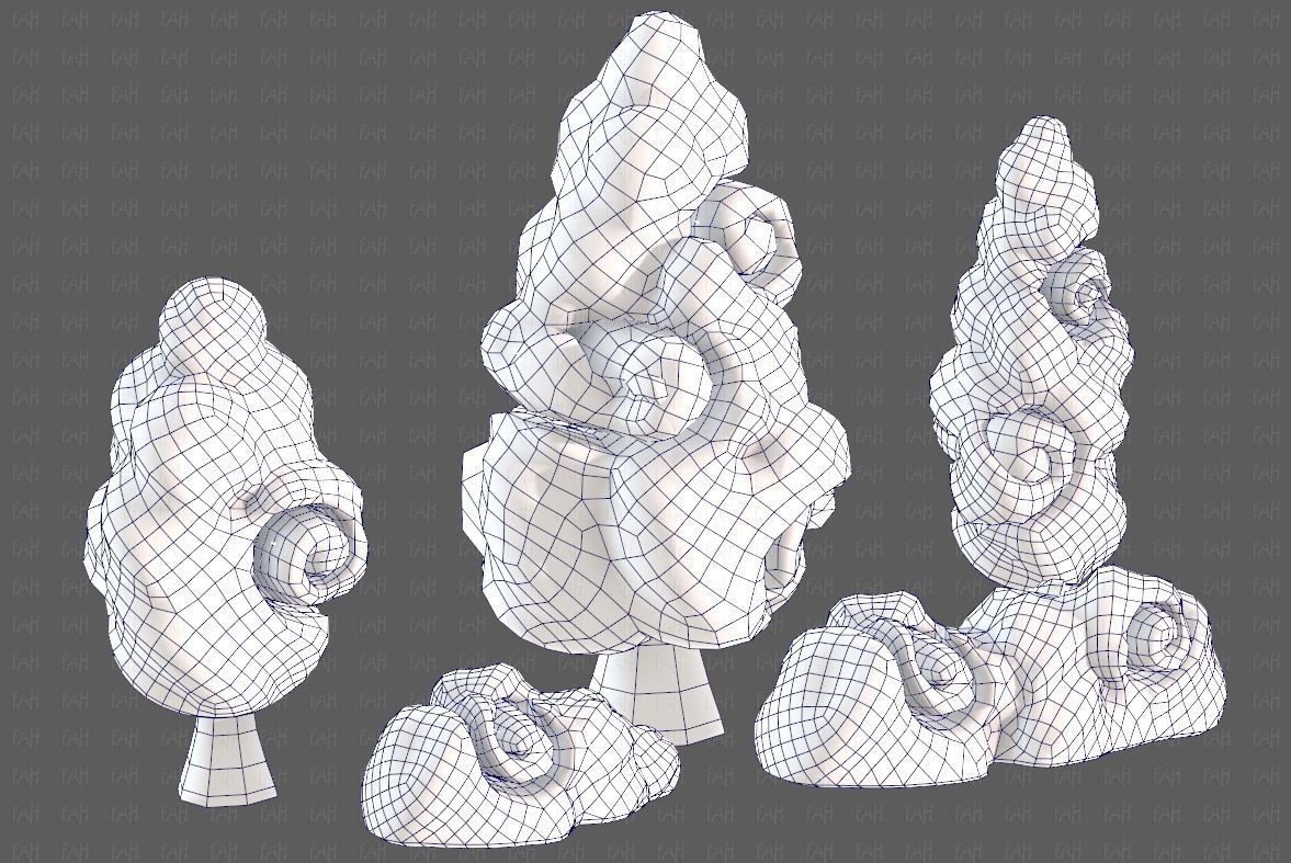 Trees Cartoon V36 Low-poly 3D model_44