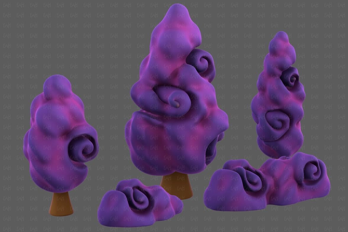 Trees Cartoon V36 Low-poly 3D model_41