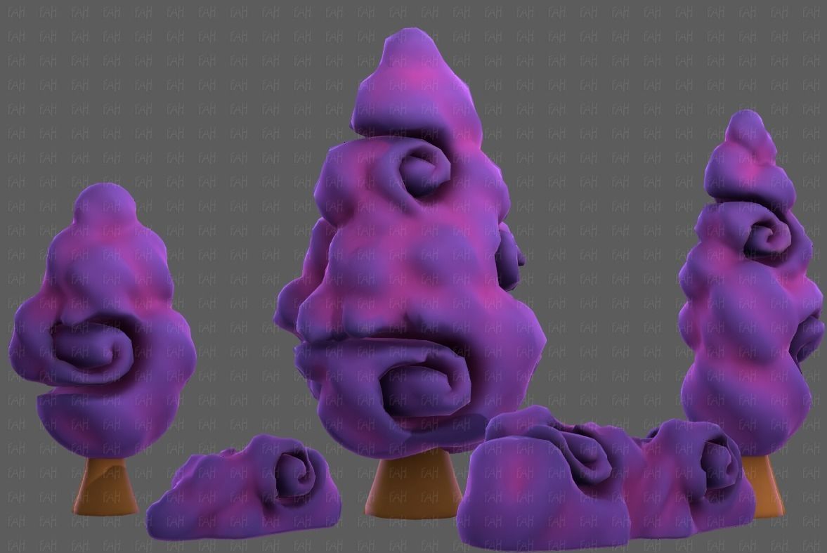 Trees Cartoon V36 Low-poly 3D model_22