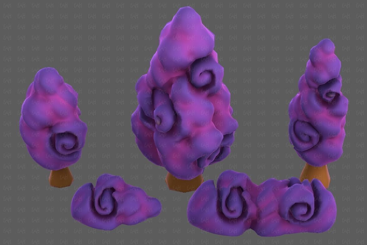 Trees Cartoon V36 Low-poly 3D model_35