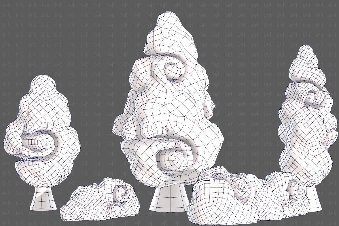 Trees Cartoon V36 Low-poly 3D model_30