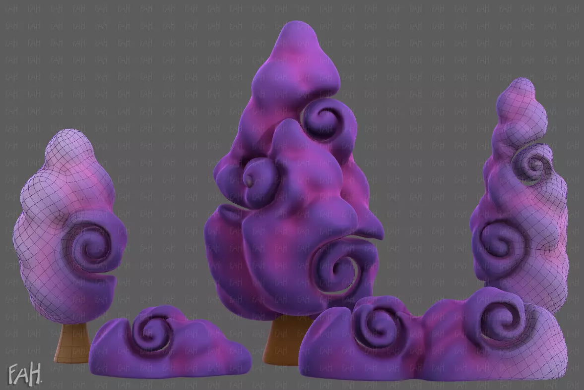 Trees Cartoon V36 Low-poly 3D model_0