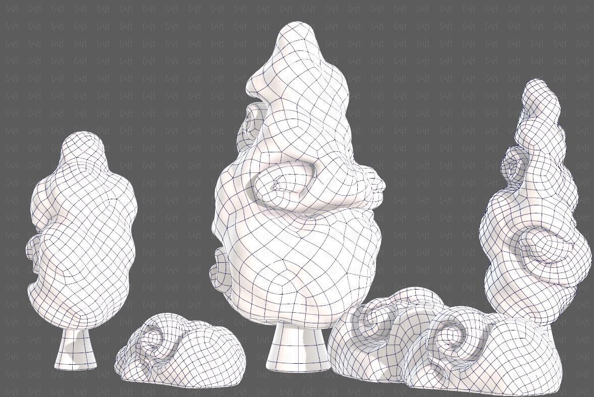 Trees Cartoon V36 Low-poly 3D model_12