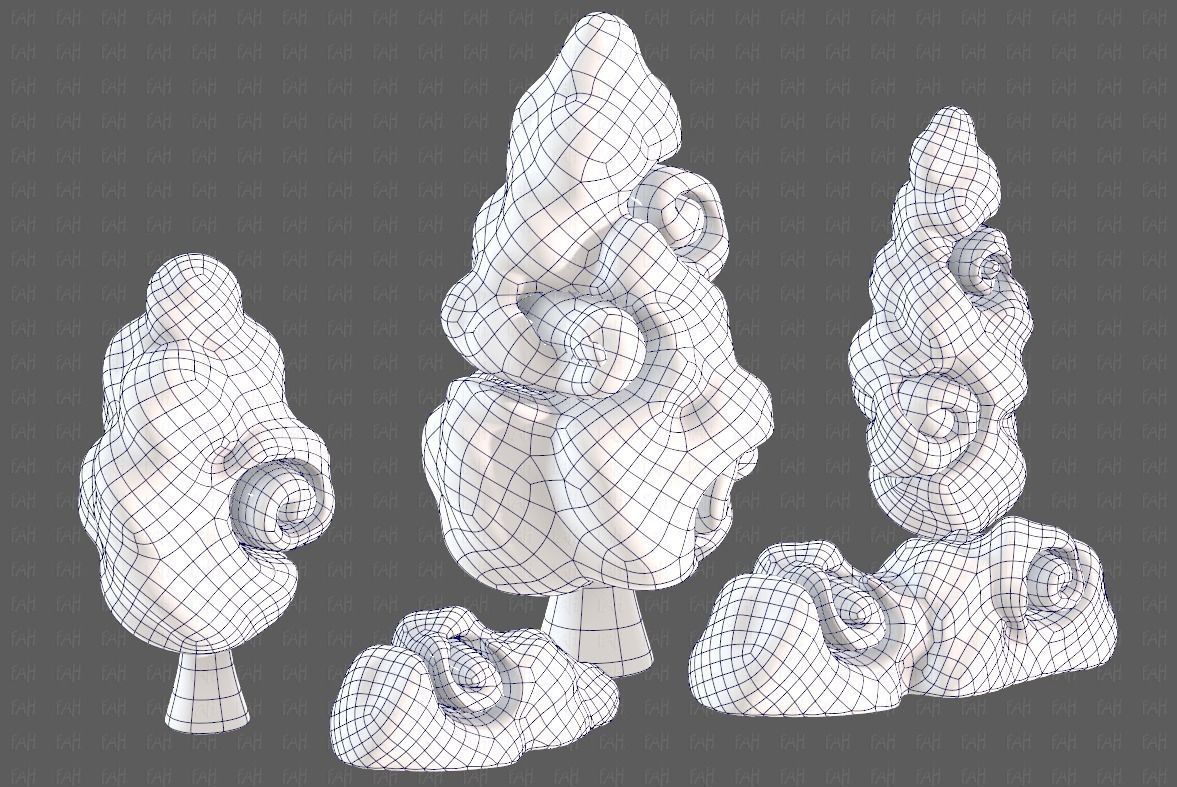 Trees Cartoon V36 Low-poly 3D model_42