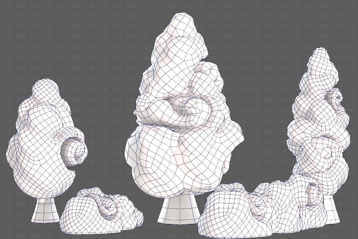 Trees Cartoon V36 Low-poly 3D model_26