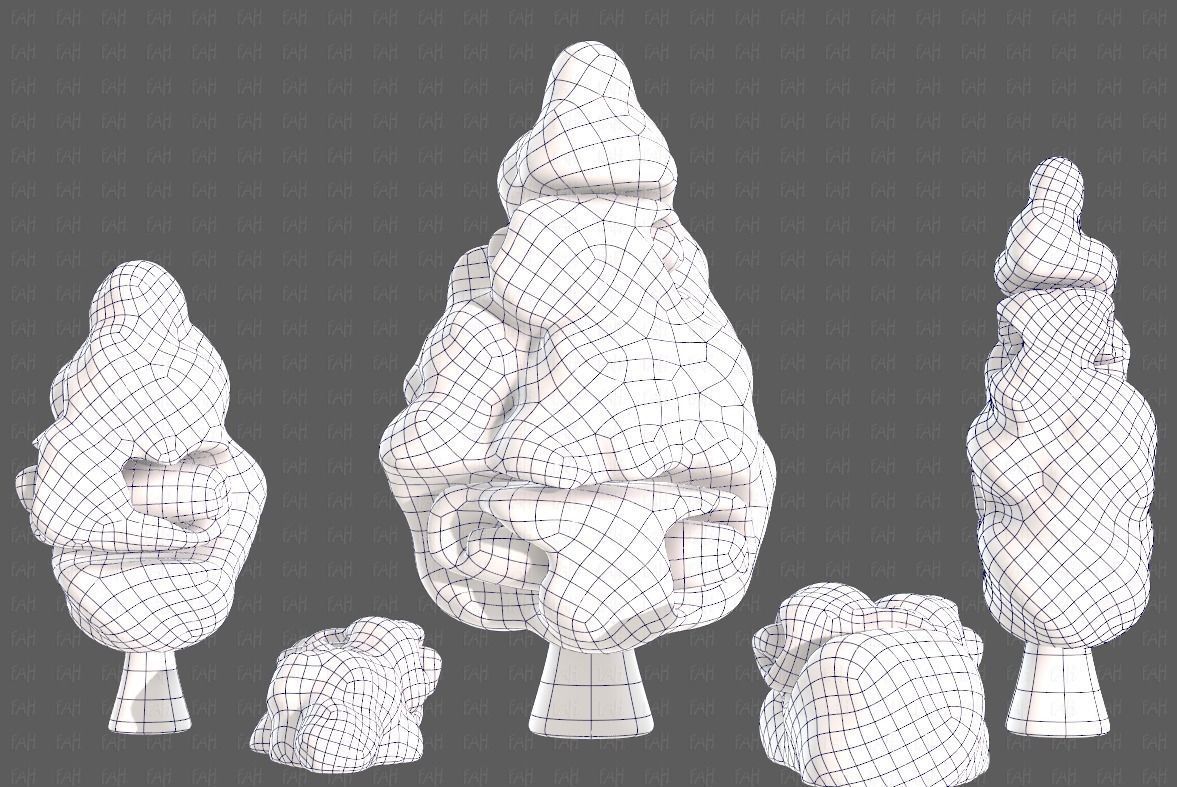 Trees Cartoon V36 Low-poly 3D model_15