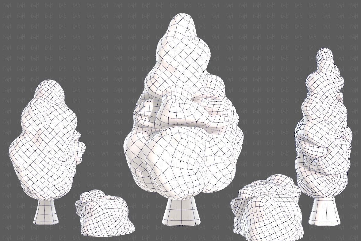 Trees Cartoon V36 Low-poly 3D model_11