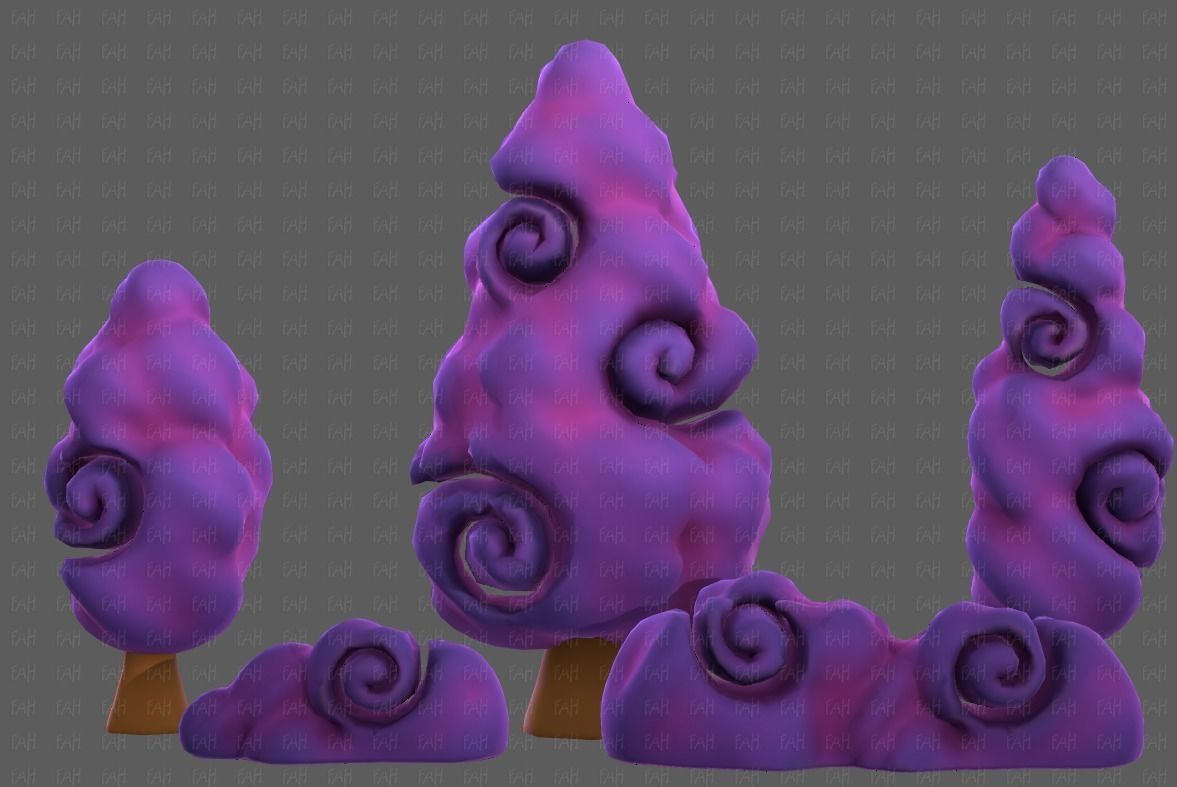 Trees Cartoon V36 Low-poly 3D model_21