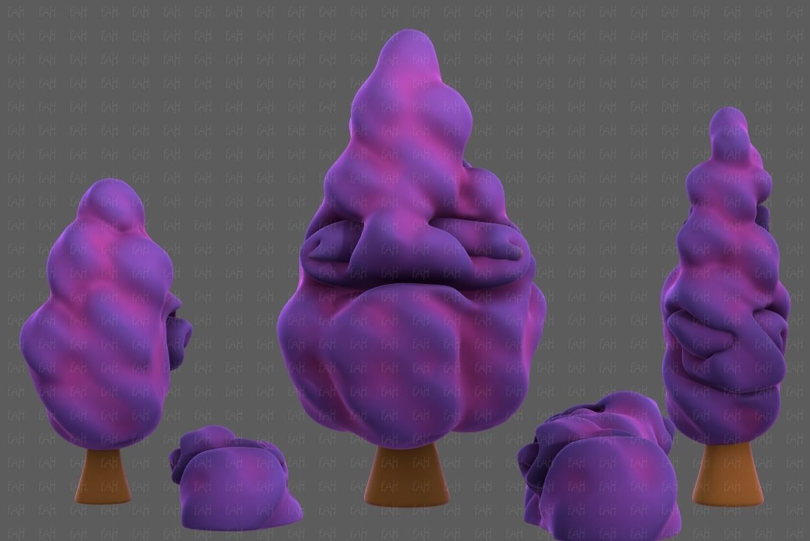 Trees Cartoon V36 Low-poly 3D model_3