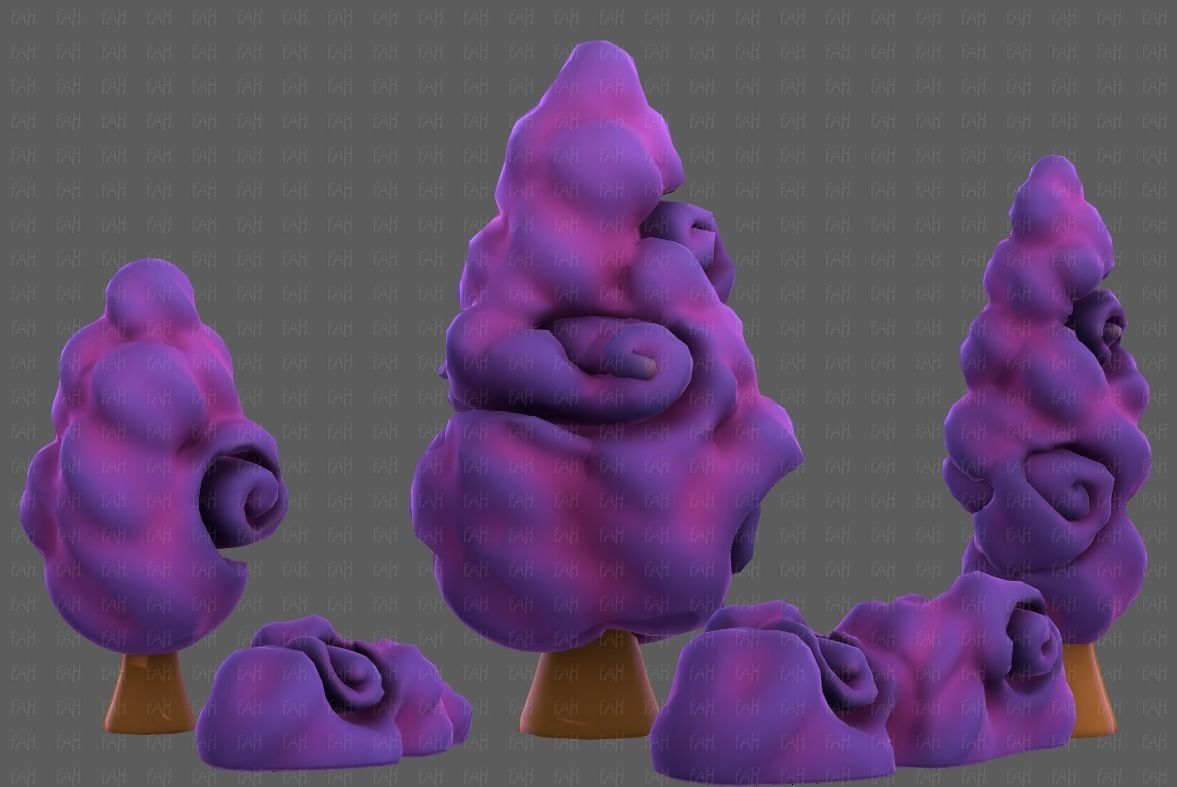 Trees Cartoon V36 Low-poly 3D model_18