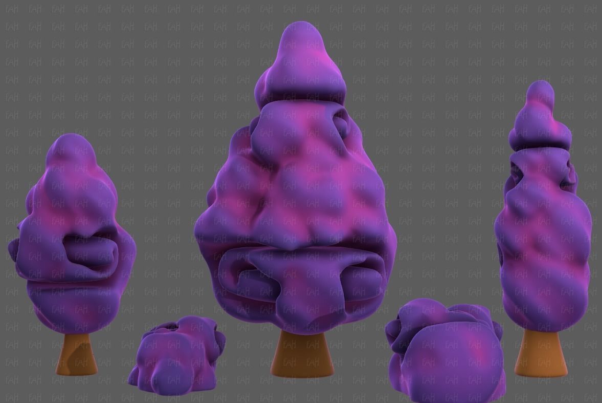 Trees Cartoon V36 Low-poly 3D model_7