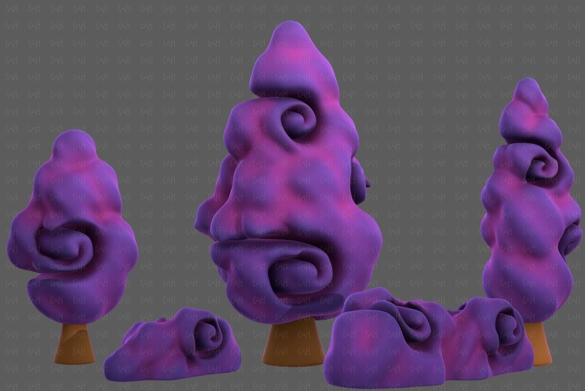 Trees Cartoon V36 Low-poly 3D model_6