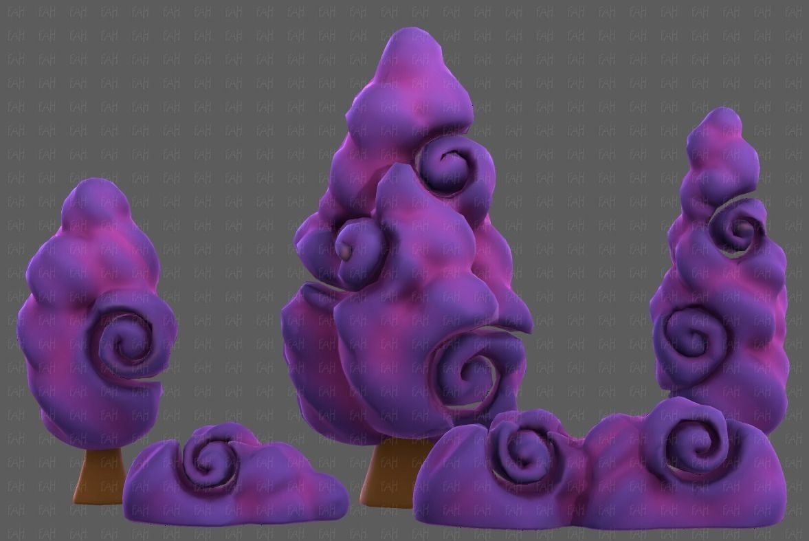 Trees Cartoon V36 Low-poly 3D model_17