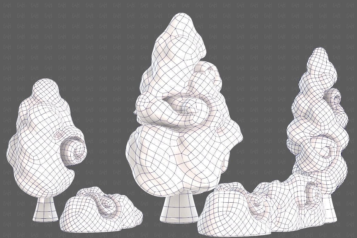 Trees Cartoon V36 Low-poly 3D model_10