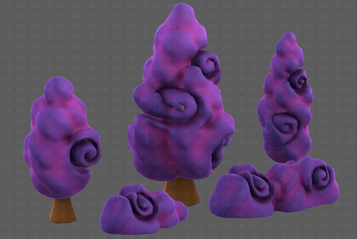 Trees Cartoon V36 Low-poly 3D model_43