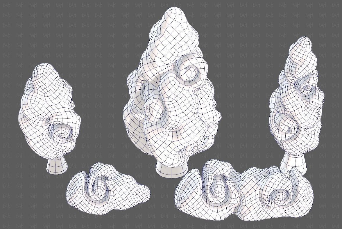 Trees Cartoon V36 Low-poly 3D model_34