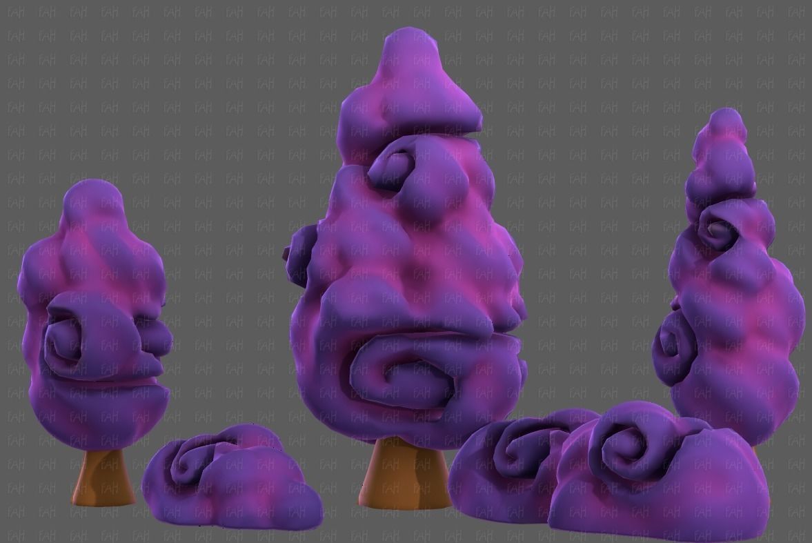 Trees Cartoon V36 Low-poly 3D model_24