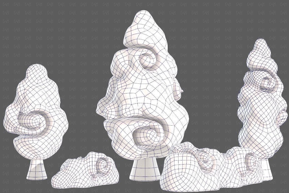 Trees Cartoon V36 Low-poly 3D model_14